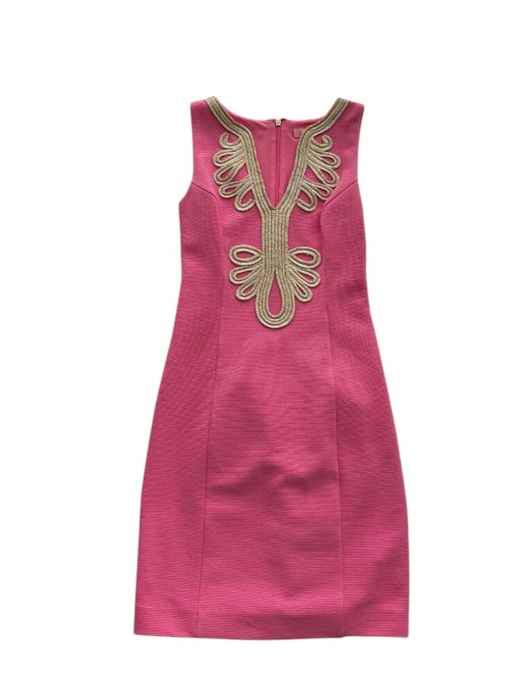 Lilly Pulitzer Janice Shift Dress Pink Gold Soutache XXS